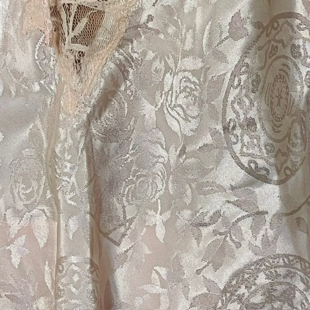 Victoria's Secret Gold Label Vintage Satin Jacquard Lace Pajama Set Med - Picture 4 of 11